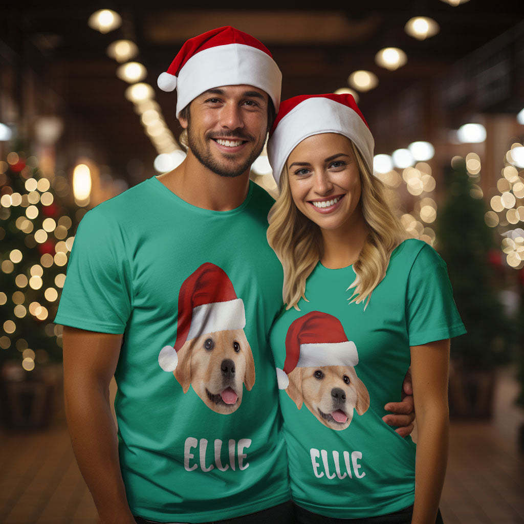 Custom Face Printed T-Shirt Personalized Pet and Name On Christmas Shirt Gifts