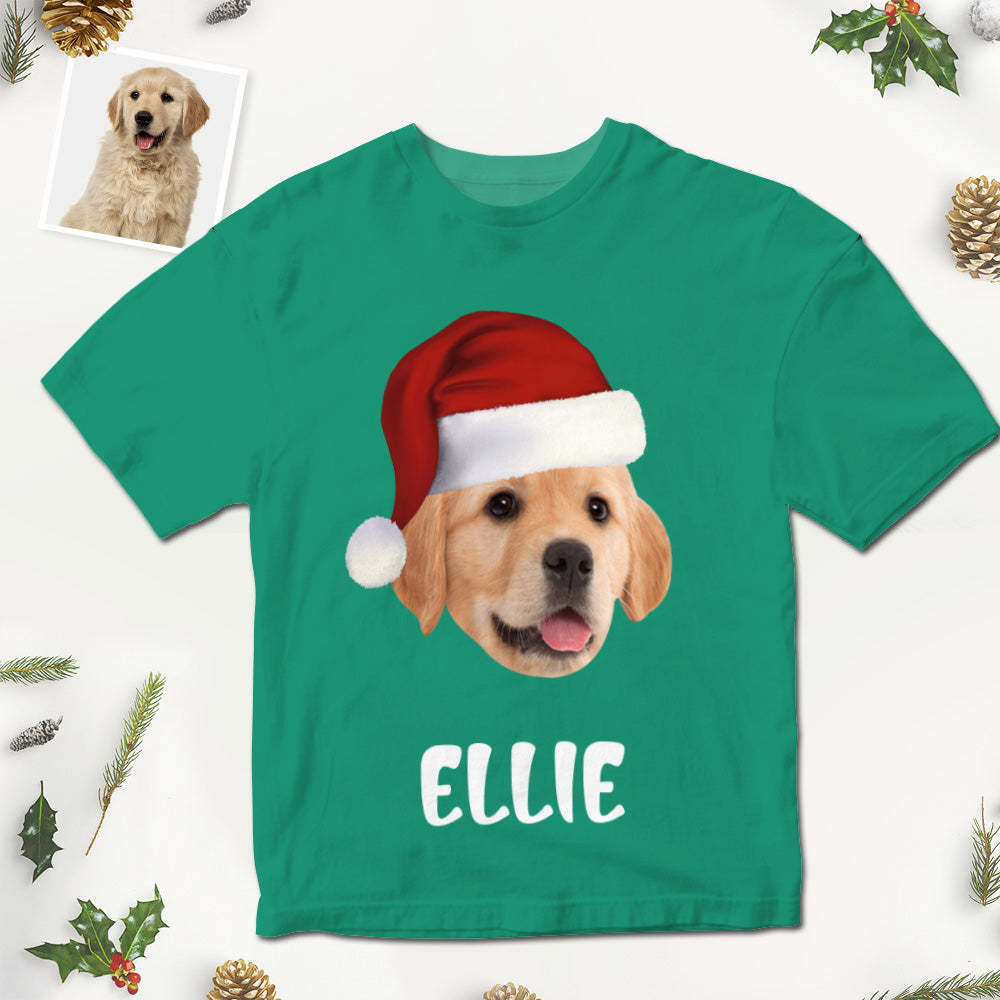 Custom Face Printed T-Shirt Personalized Pet and Name On Christmas Shirt Gifts