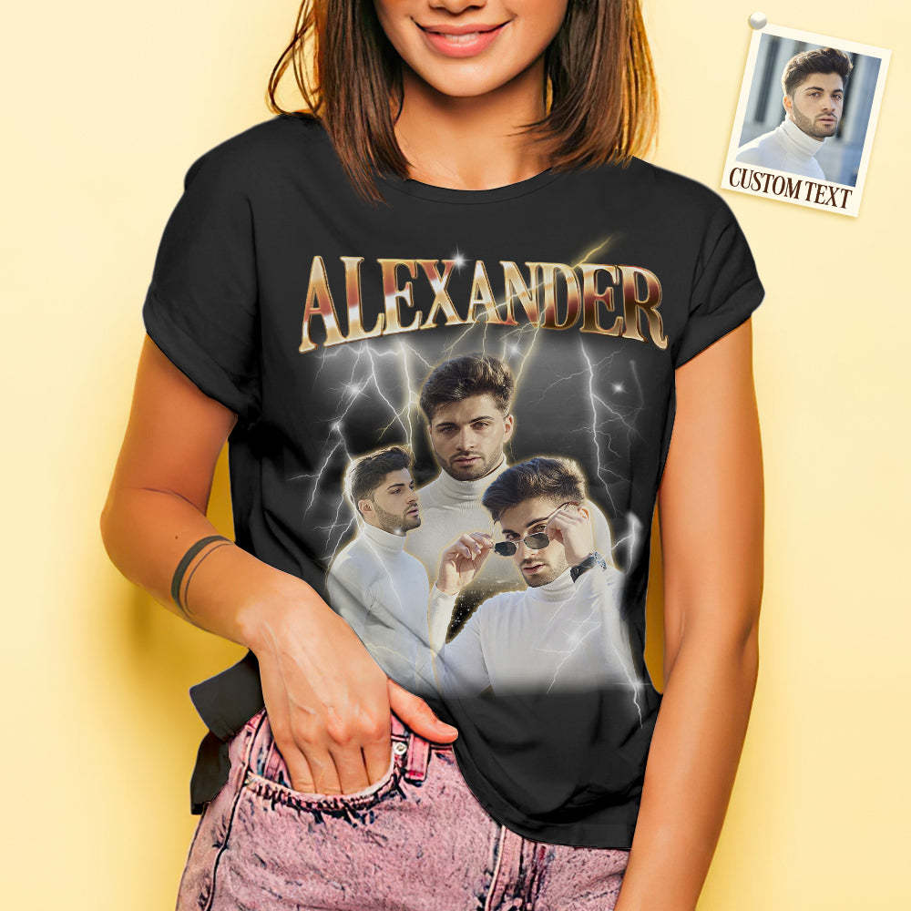 Custom Photo Vintage Tee Personalized Name T-shirt