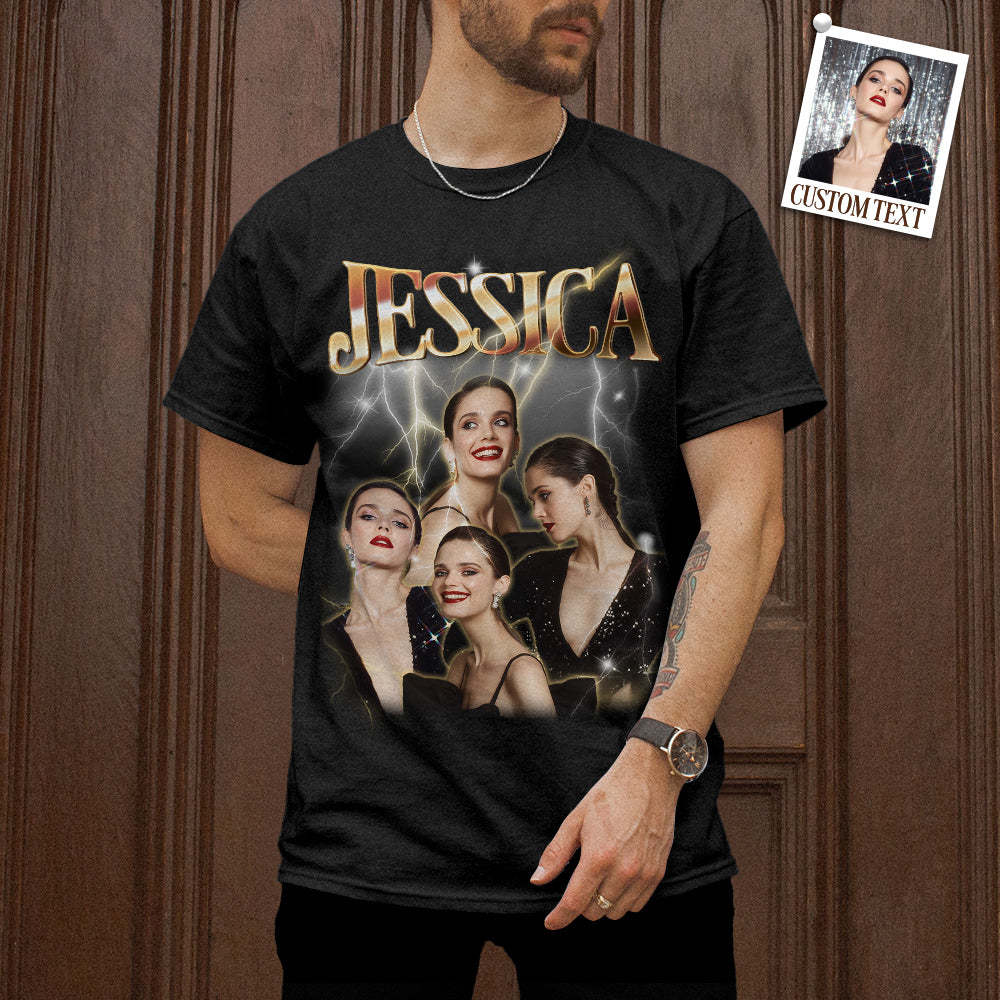 Custom Photo Vintage Tee Personalized Name T-shirt