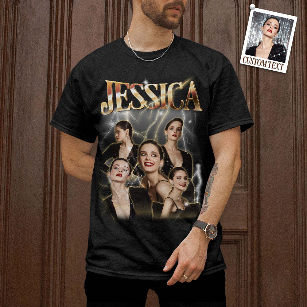 Custom Photo Vintage Tee Personalized Name T-shirt