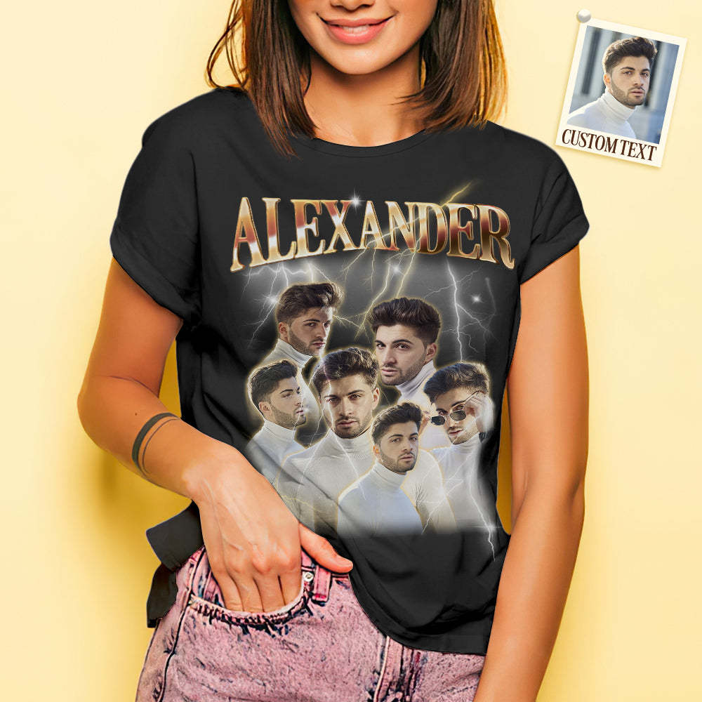 Custom Photo Vintage Tee Personalized Name T-shirt