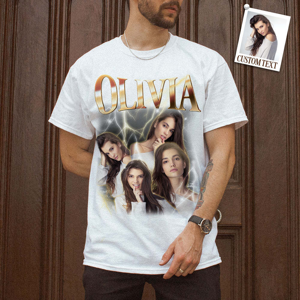 Custom Photo Vintage Tee Personalized Name T-shirt
