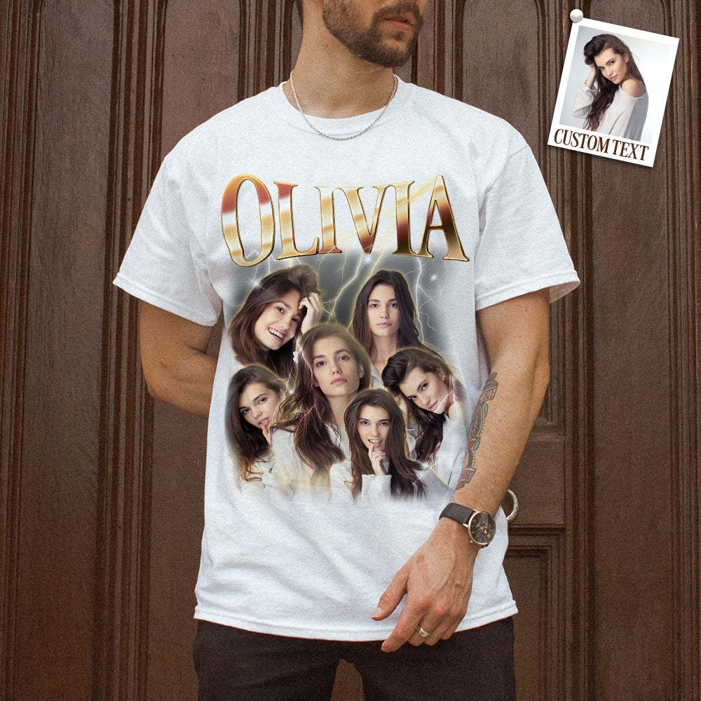 Custom Photo Vintage Tee Personalized Name T-shirt