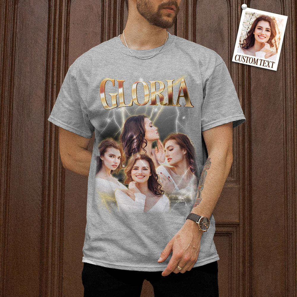 Custom Photo Vintage Tee Personalized Name T-shirt