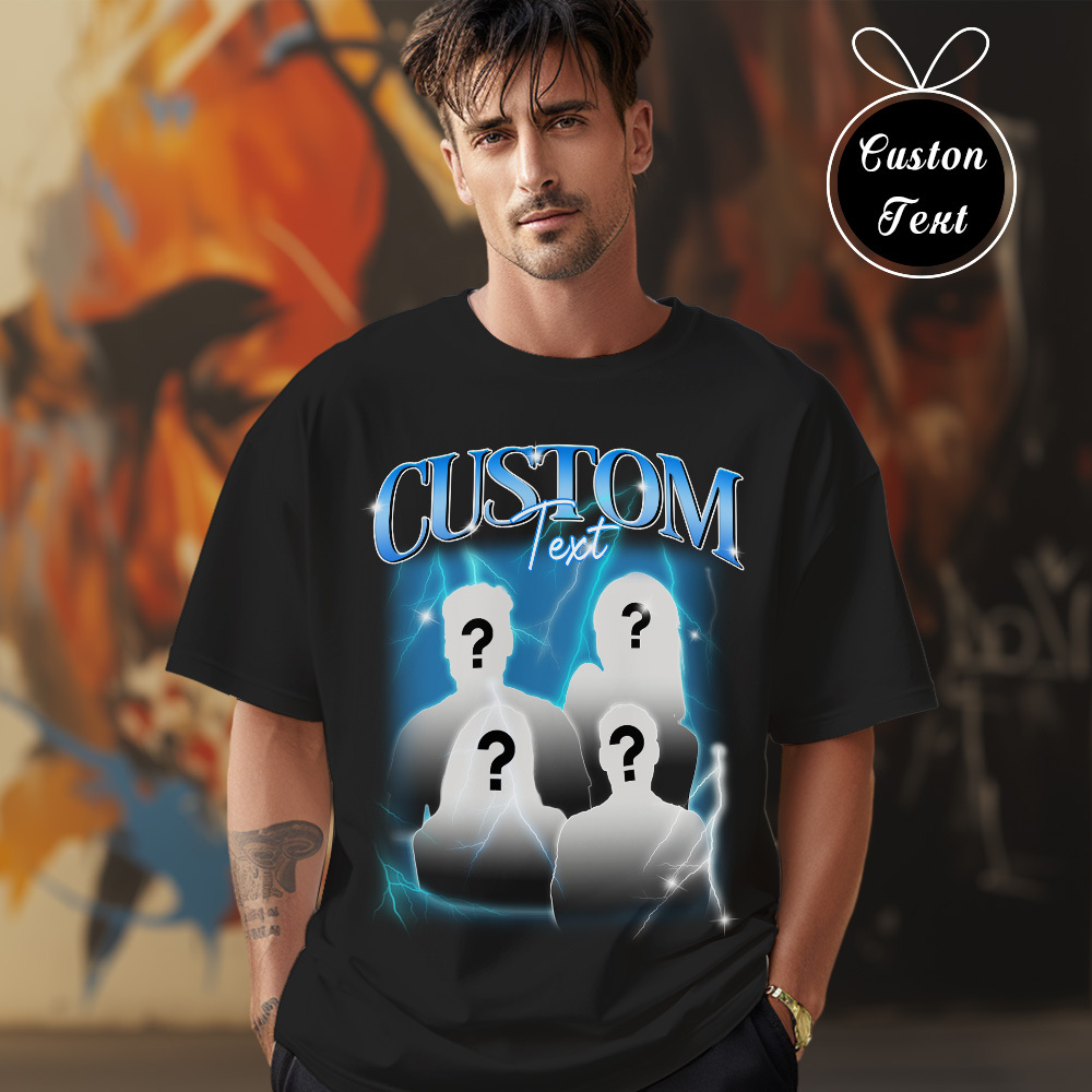 Custom Text Vintage T-shirt Personlised Funny Question Mark T-shirt