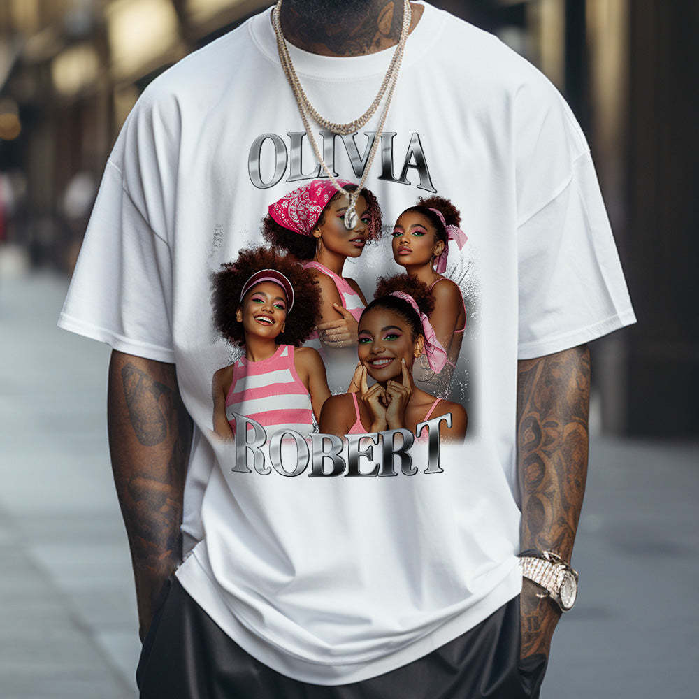 Custom Photo Bootleg Rap Tee Personalized Name T-shirt