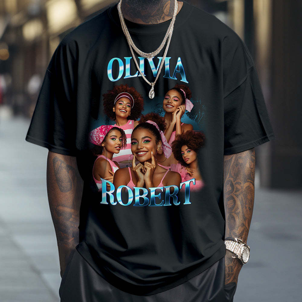Custom Photo Bootleg Rap Tee Personalized Name T-shirt