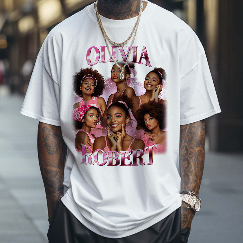 Custom Photo Bootleg Rap Tee Personalized Name T-shirt