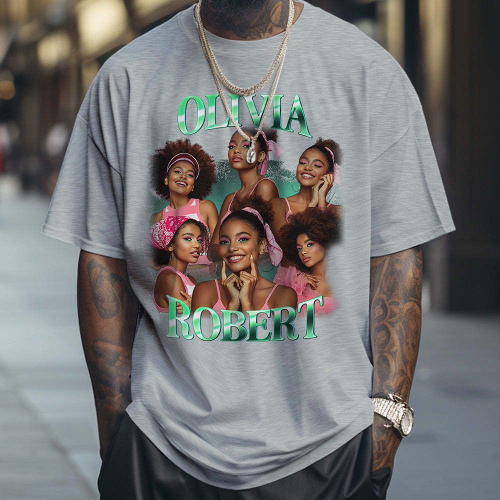 Custom Photo Bootleg Rap Tee Personalized Name T-shirt