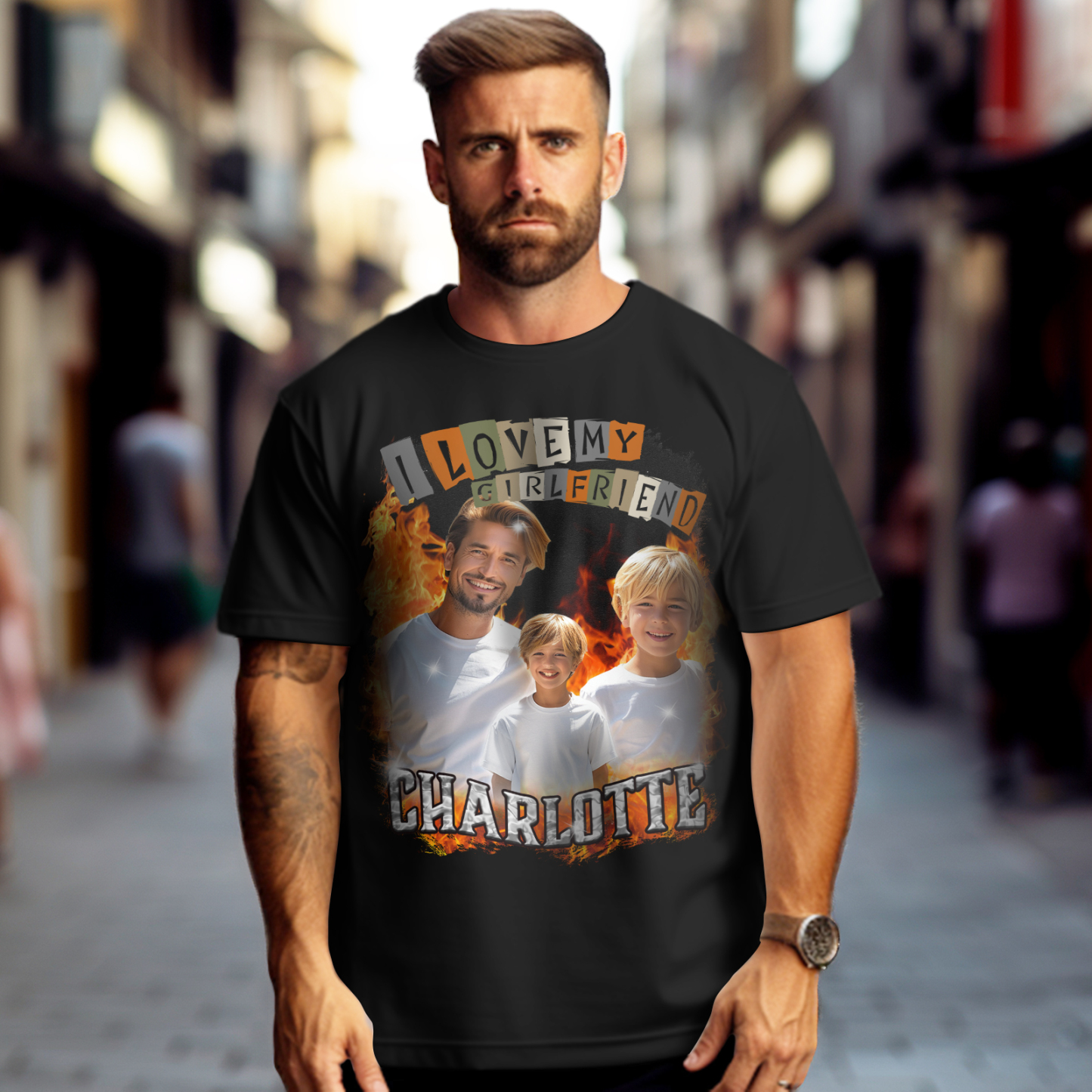 Custom Vintage Tee I Love My Girlfriend Shirt Personalized Name Shirt With Photo