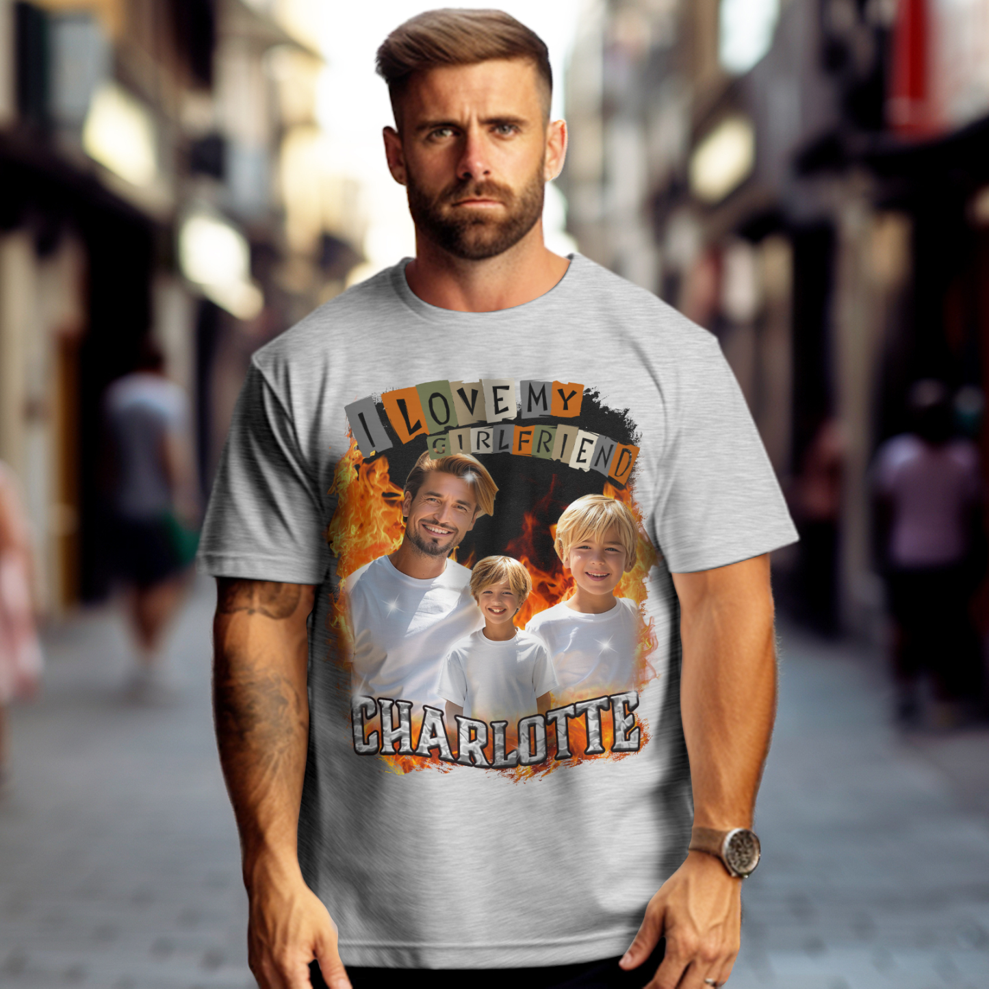 Custom Vintage Tee I Love My Girlfriend Shirt Personalized Name Shirt With Photo