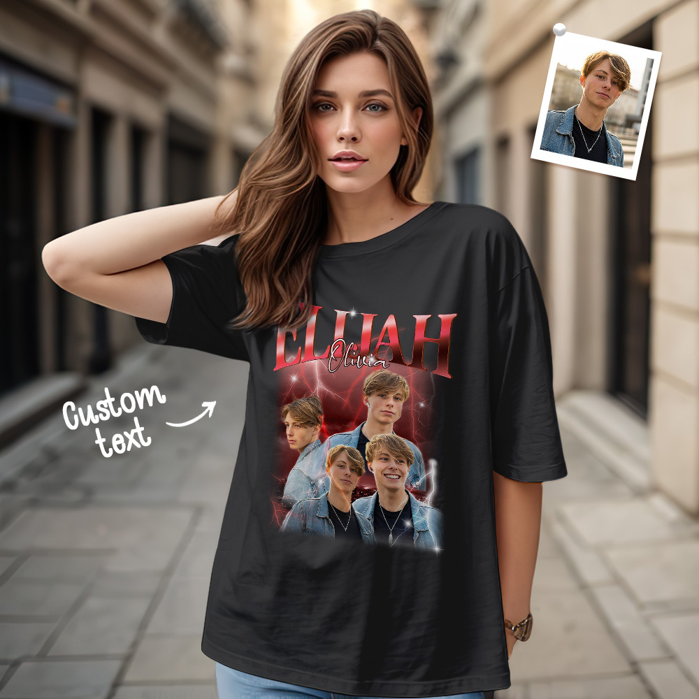 Custom Name T-shirt Personalized Photo Vintage Tee Gift For Him Gift For Her