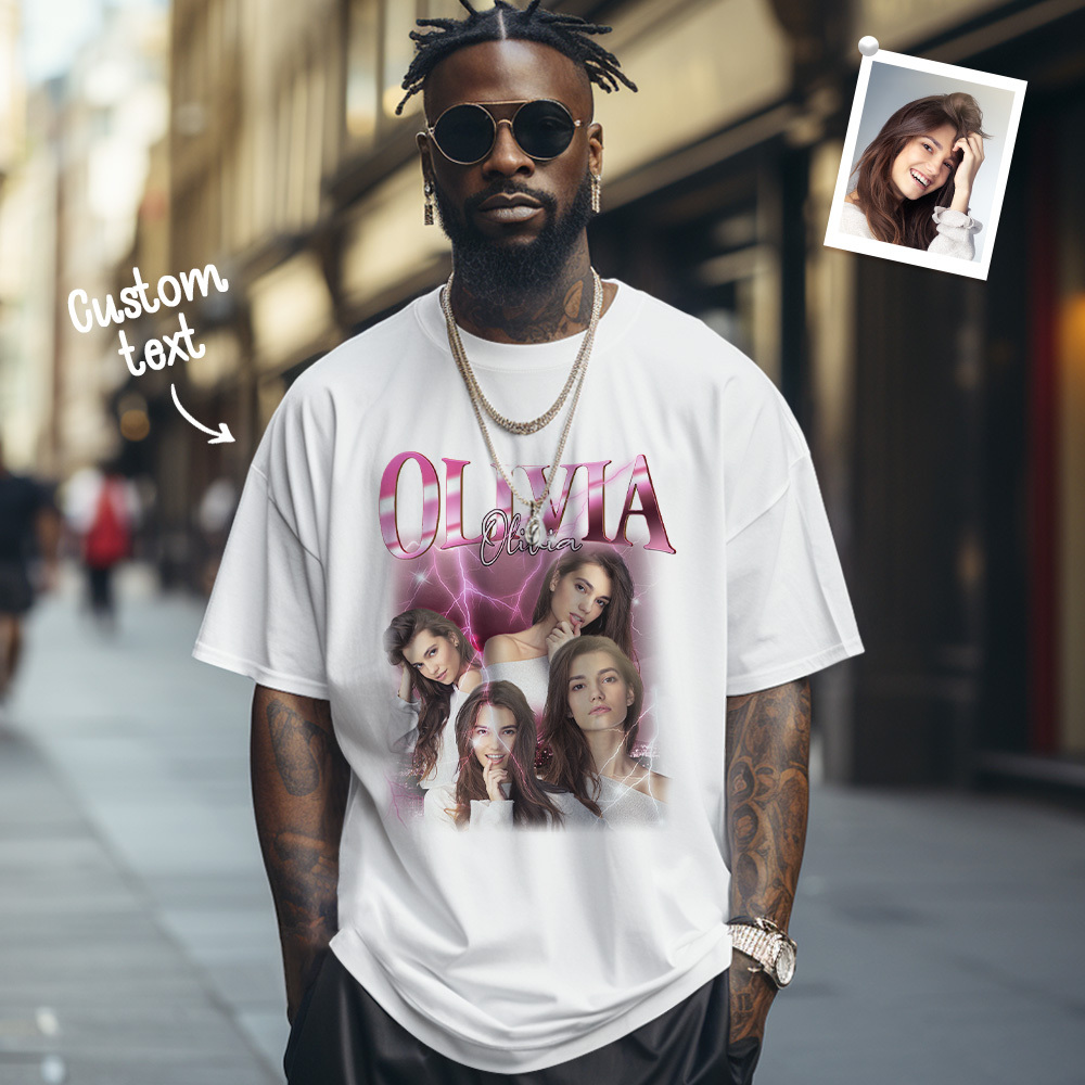 Custom Name T-shirt Personalized Photo Vintage Tee Gift For Him Gift For Her