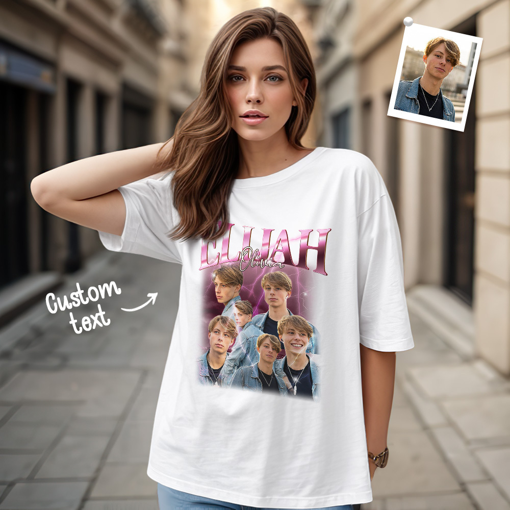 Custom Name T-shirt Personalized Photo Vintage Tee Gift For Him Gift For Her