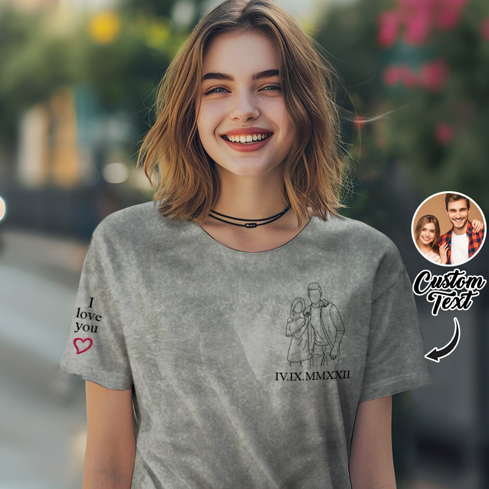 Embroidered Photo Shirt, Potrait From Photo Shirt, Custom Dad Shirt With Photo Embroidery Comfort Colors Shirt, Personalized Dad Shirt