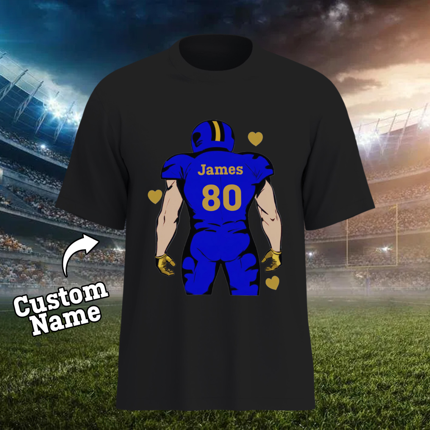 Shine On Game Day - Custom Glitter Football Player T-shirt - MyFaceTshirt