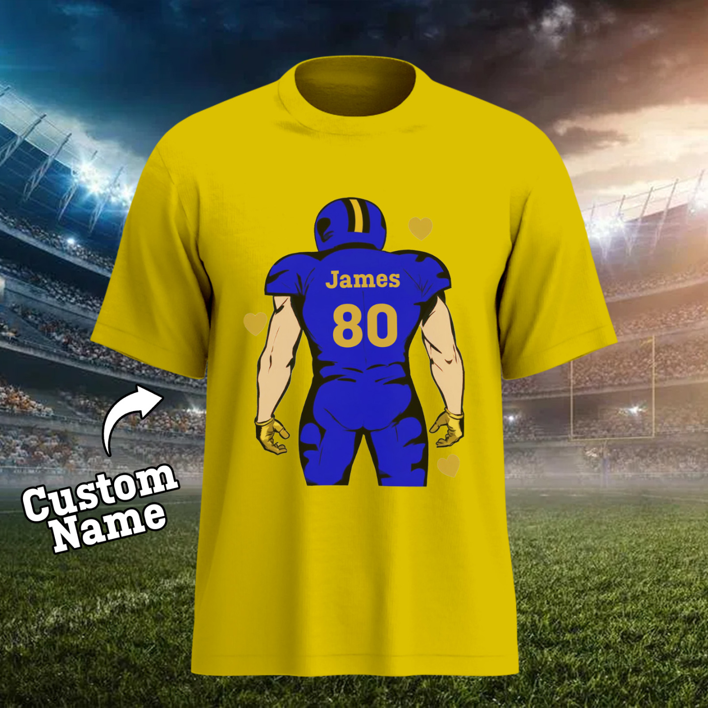 Shine On Game Day - Custom Glitter Football Player T-shirt - MyFaceTshirt