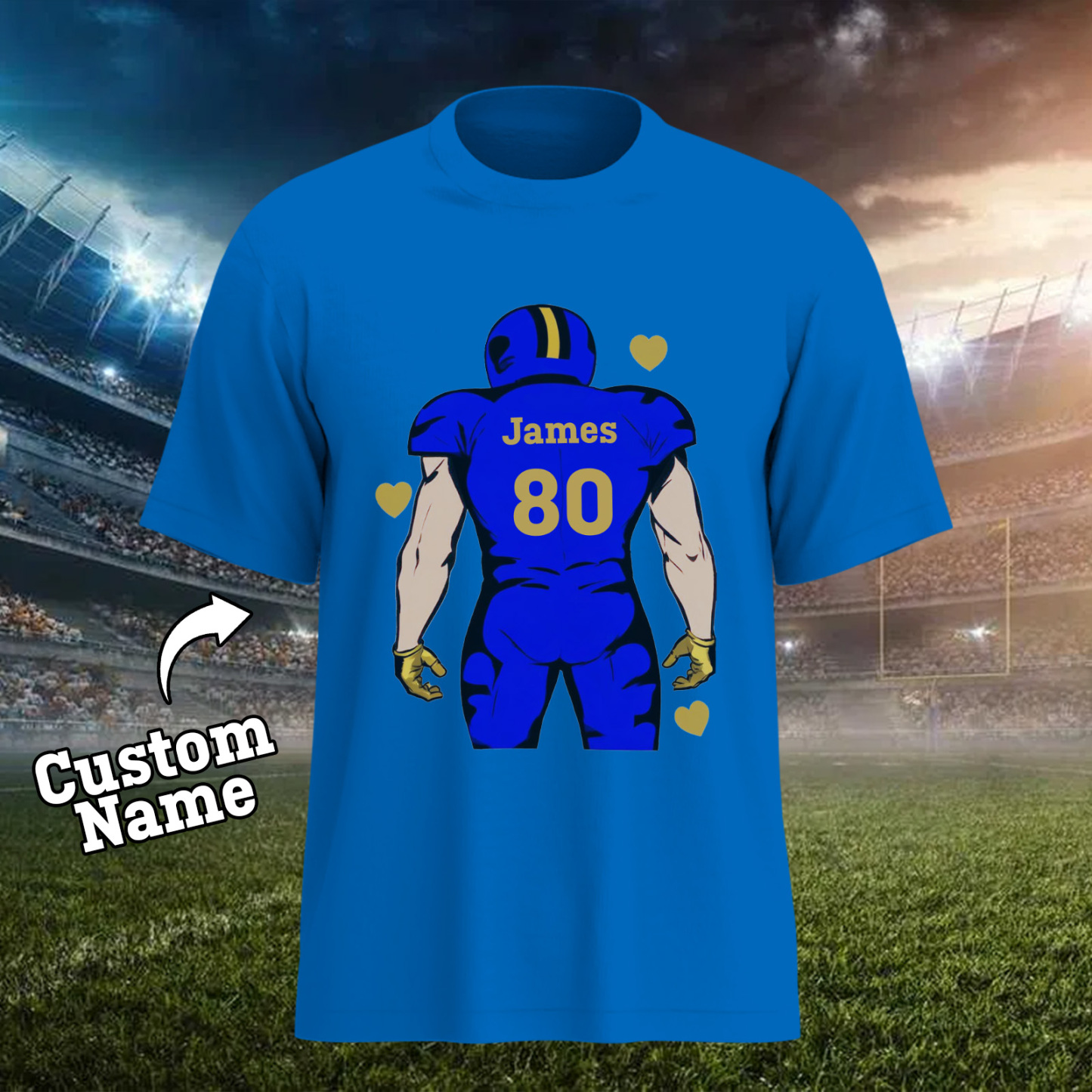 Shine On Game Day - Custom Glitter Football Player T-shirt - MyFaceTshirt