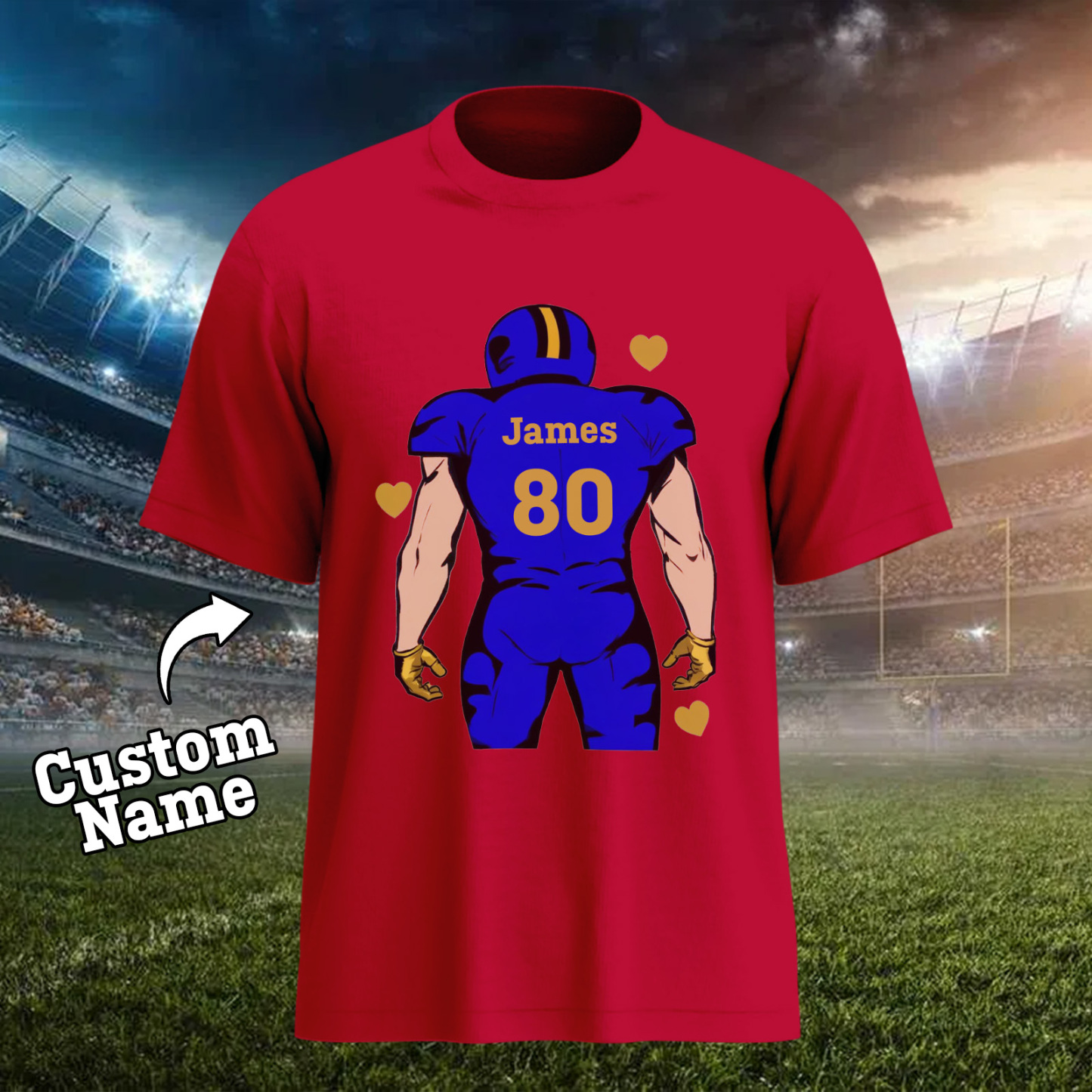 Shine On Game Day - Custom Glitter Football Player T-shirt - MyFaceTshirt