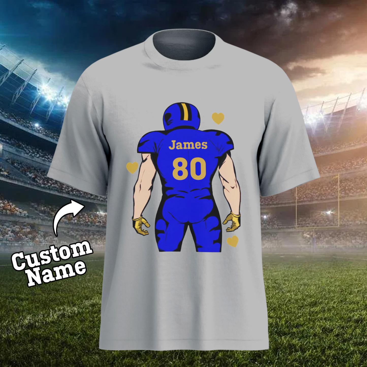 Shine On Game Day - Custom Glitter Football Player T-shirt - MyFaceTshirt