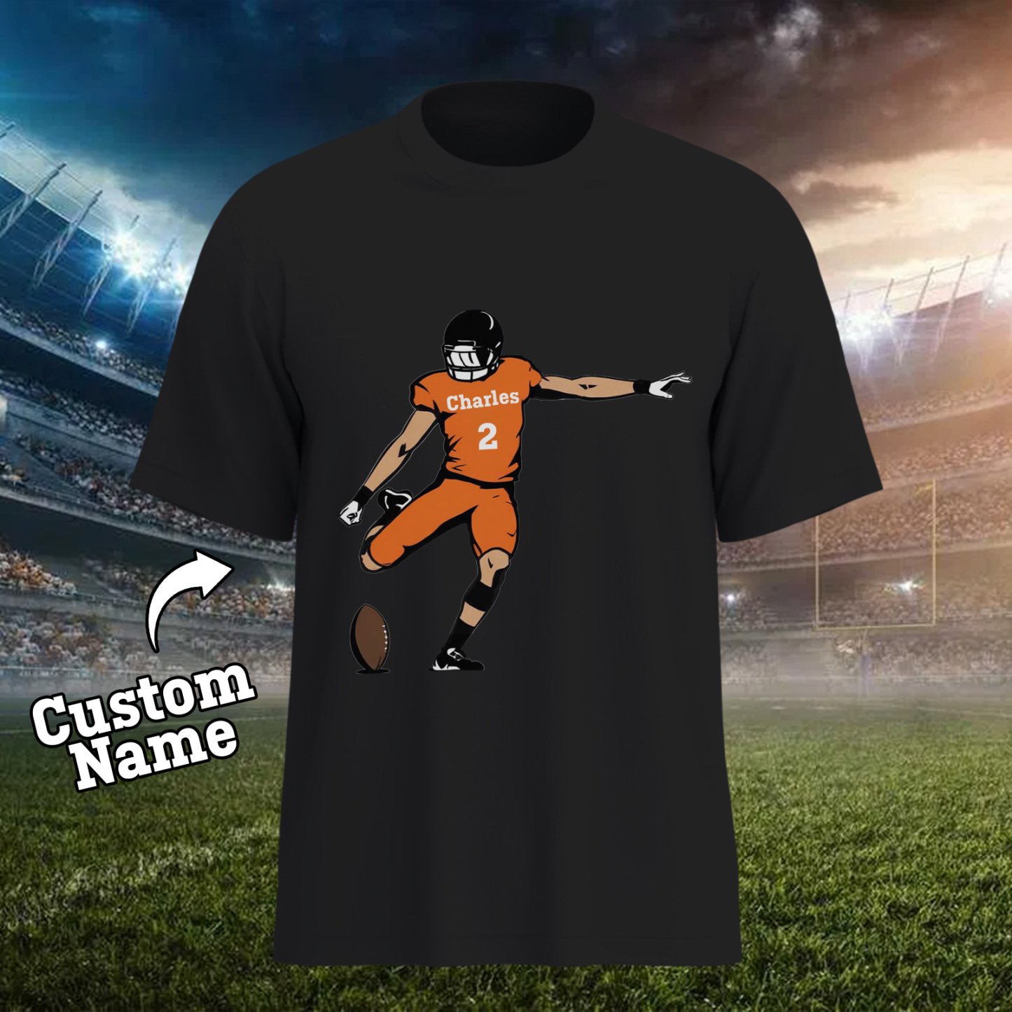 Shine On Game Day - Custom Glitter Football Player T-shirt - MyFaceTshirt