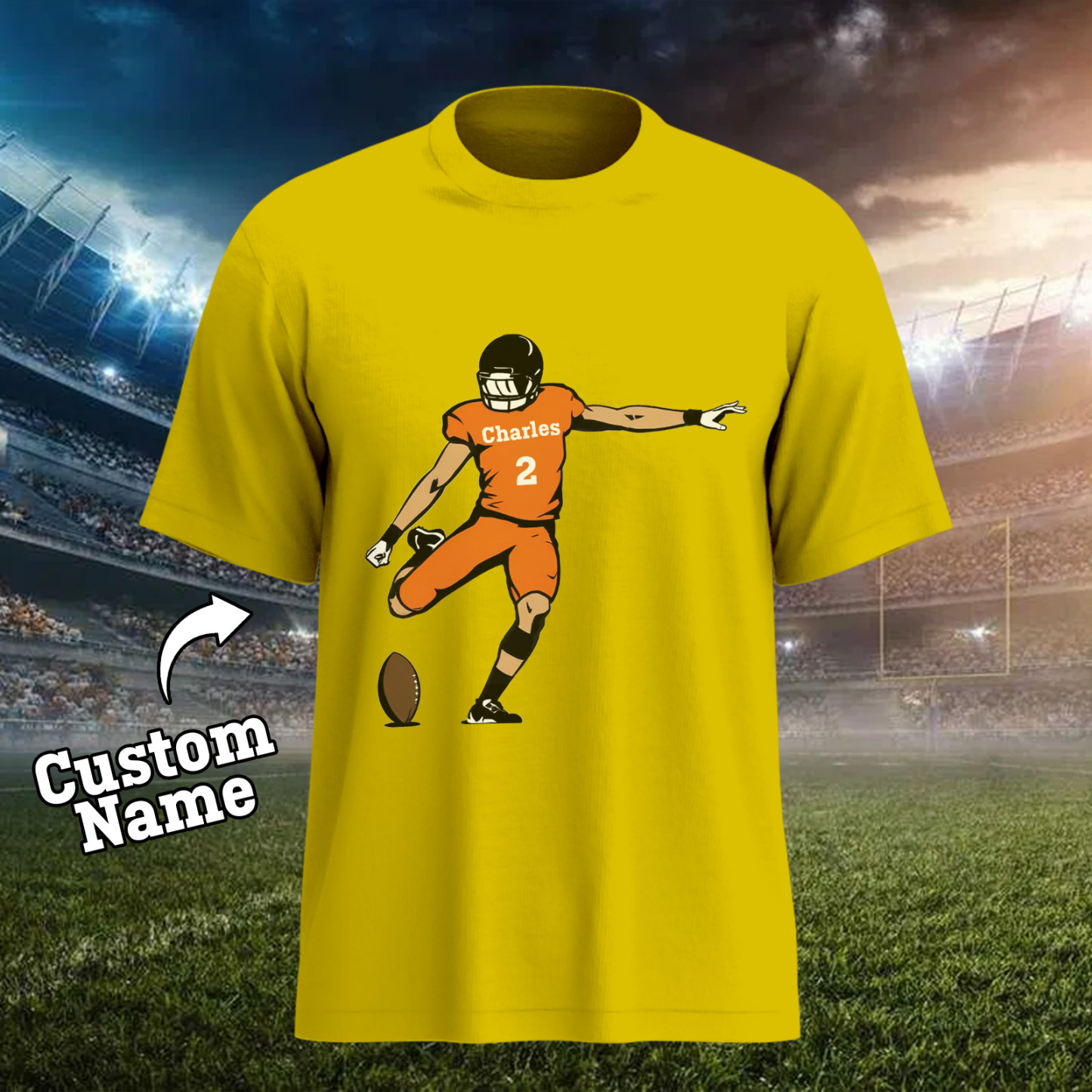 Shine On Game Day - Custom Glitter Football Player T-shirt - MyFaceTshirt