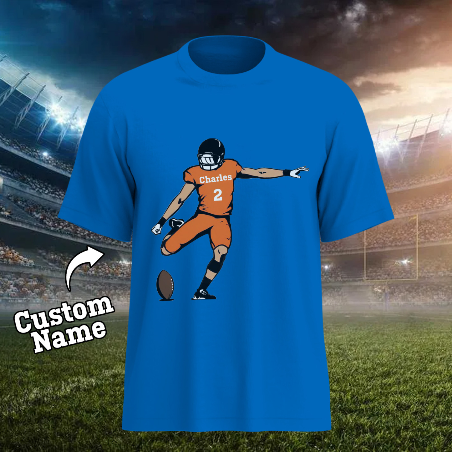 Shine On Game Day - Custom Glitter Football Player T-shirt - MyFaceTshirt