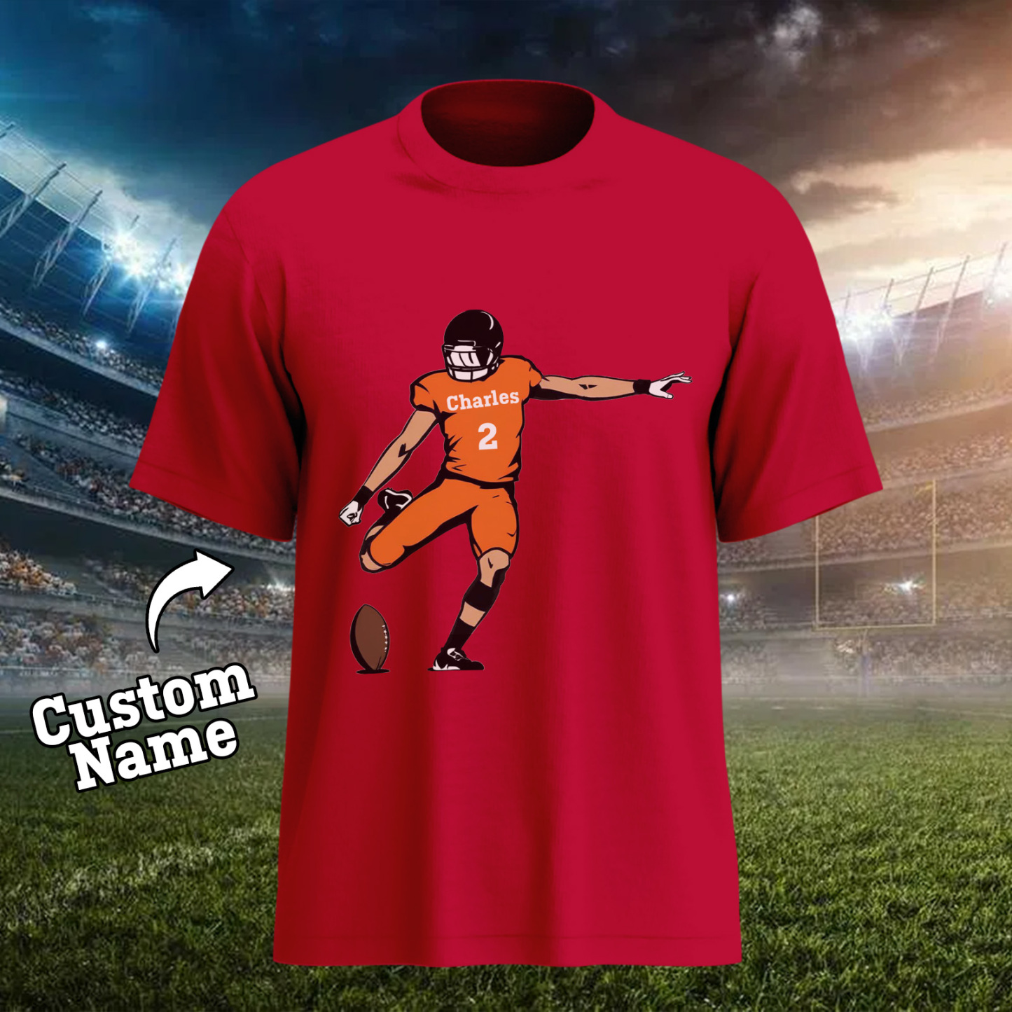 Shine On Game Day - Custom Glitter Football Player T-shirt - MyFaceTshirt