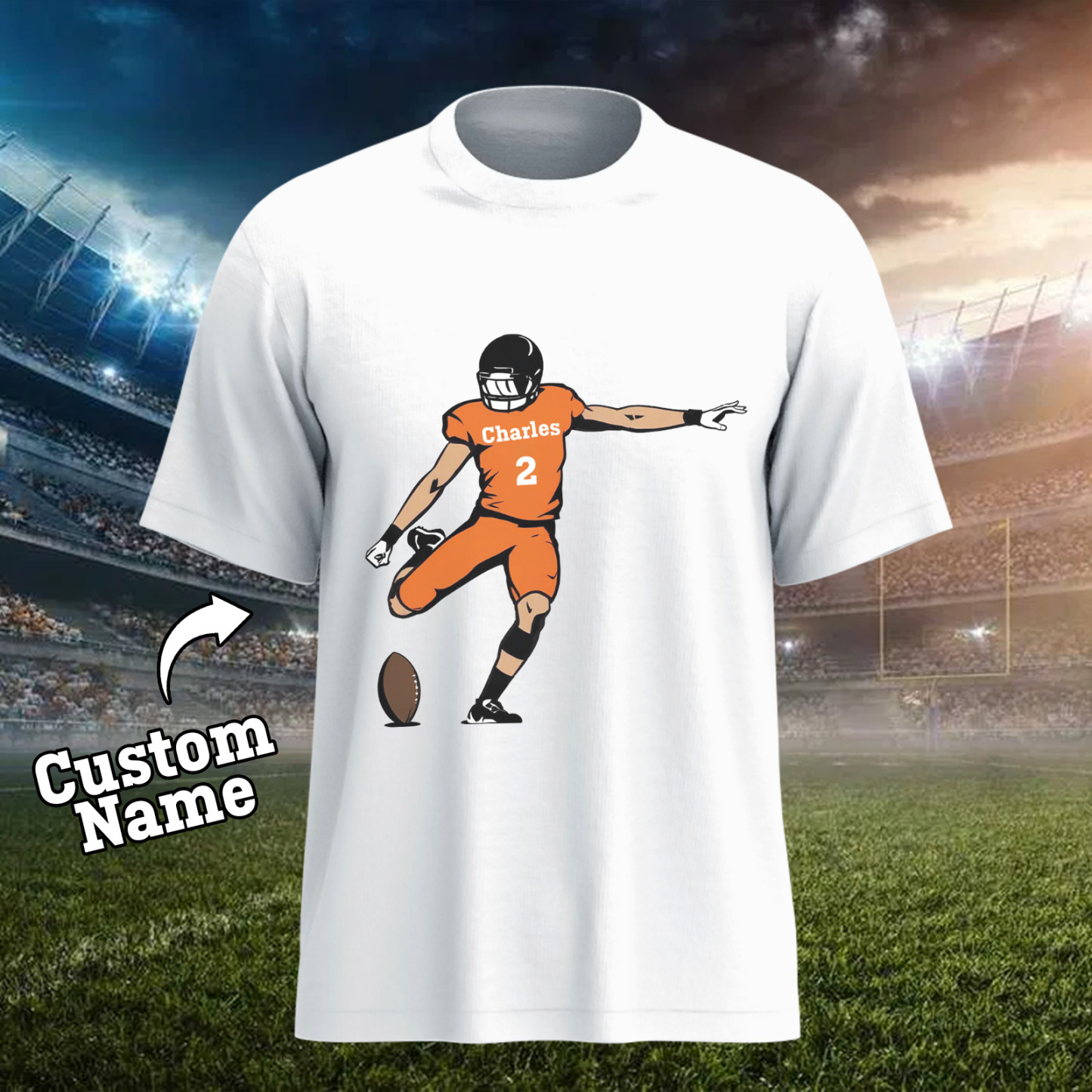 Shine On Game Day - Custom Glitter Football Player T-shirt - MyFaceTshirt