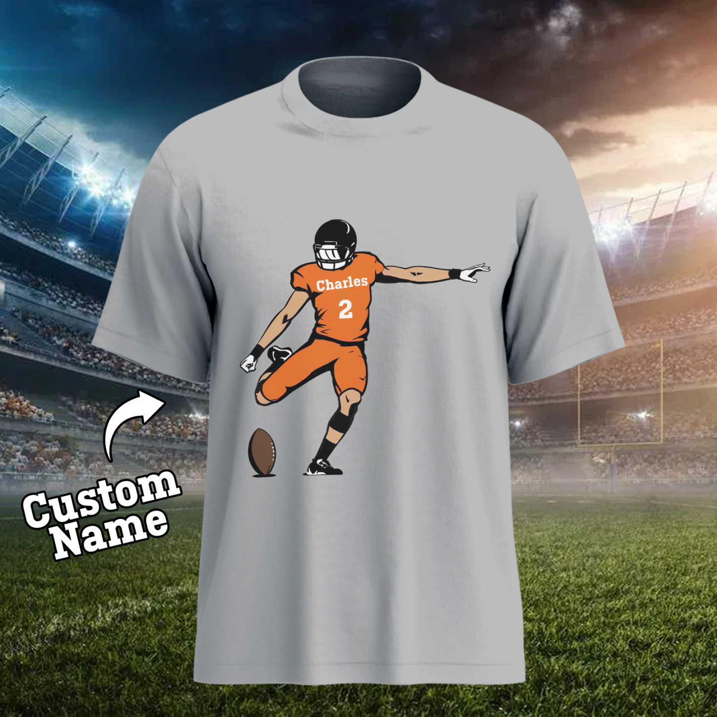 Shine On Game Day - Custom Glitter Football Player T-shirt - MyFaceTshirt