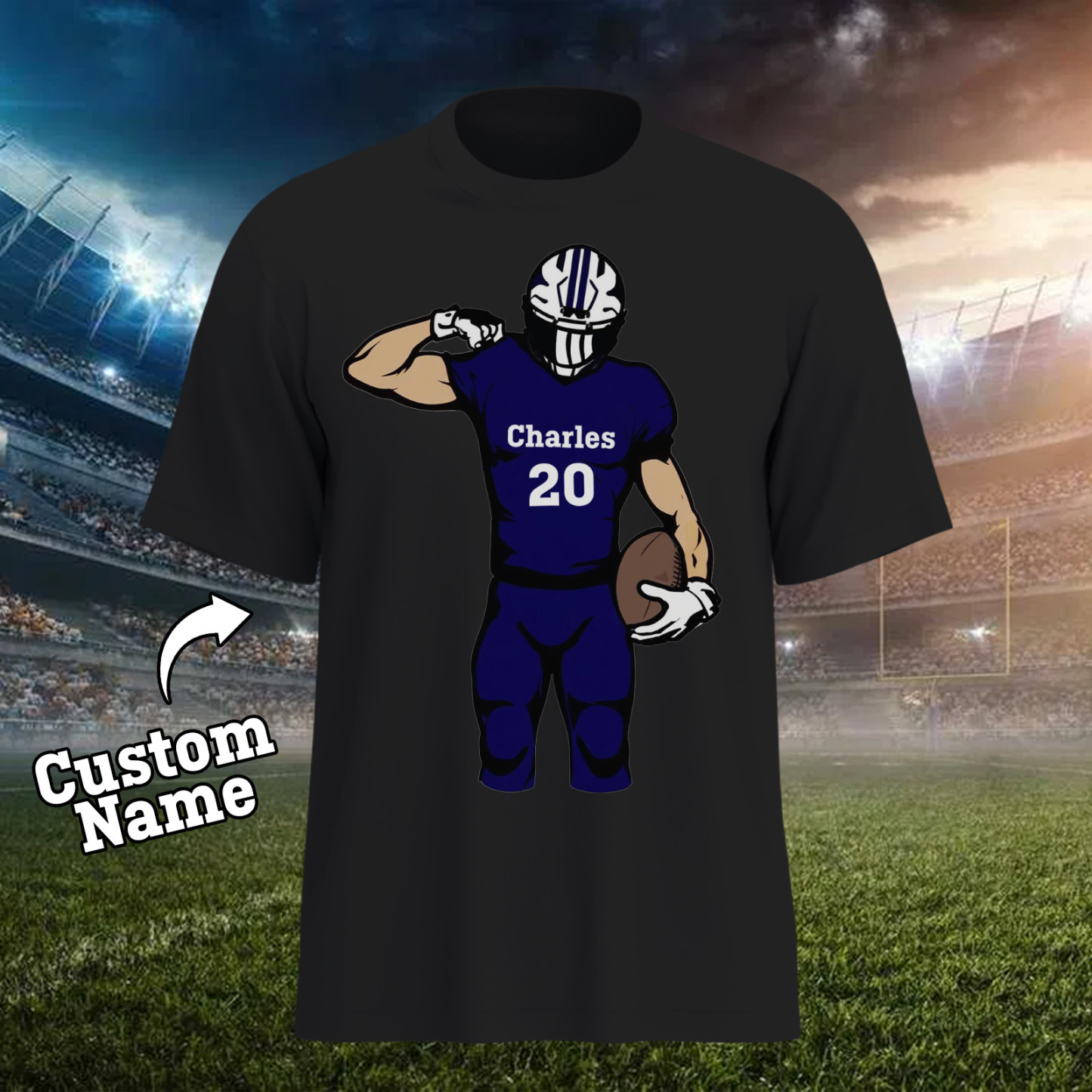 Shine On Game Day - Custom Glitter Football Player T-shirt - MyFaceTshirt