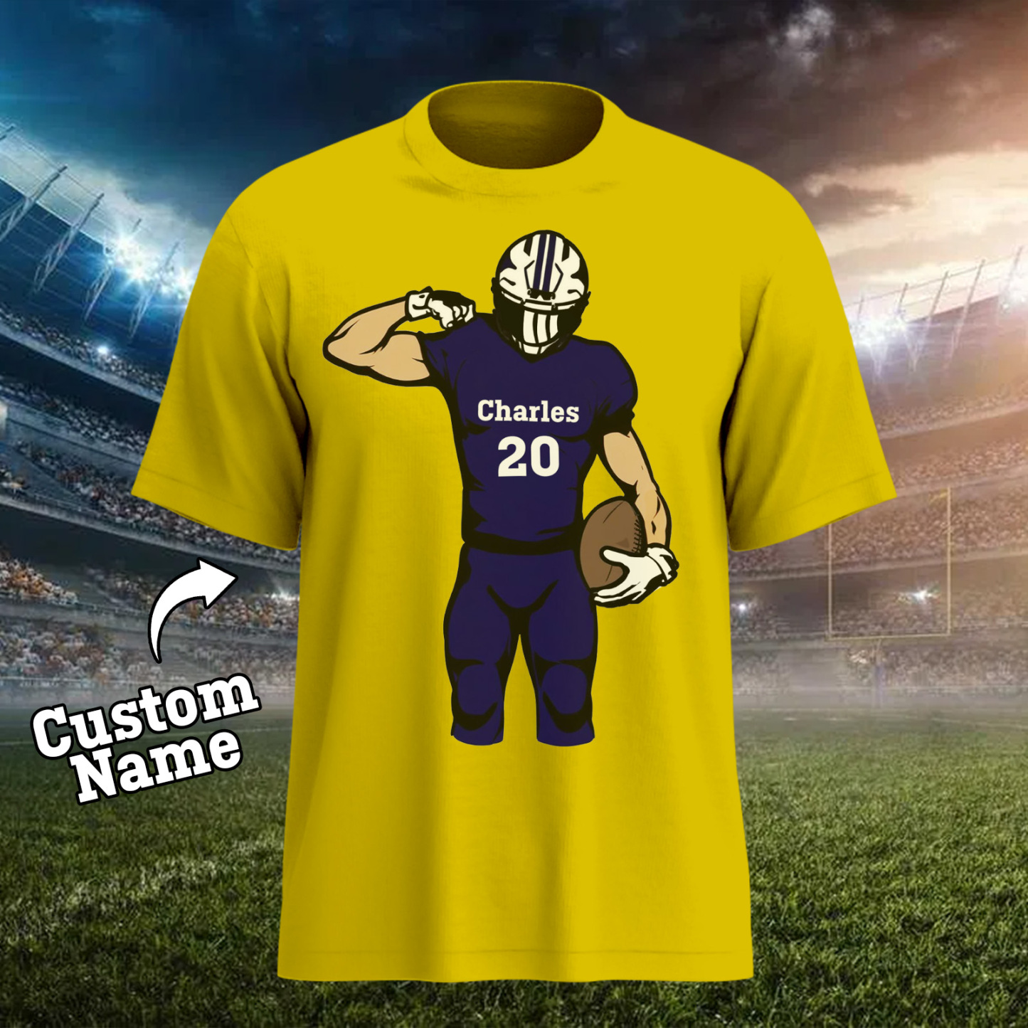 Shine On Game Day - Custom Glitter Football Player T-shirt - MyFaceTshirt