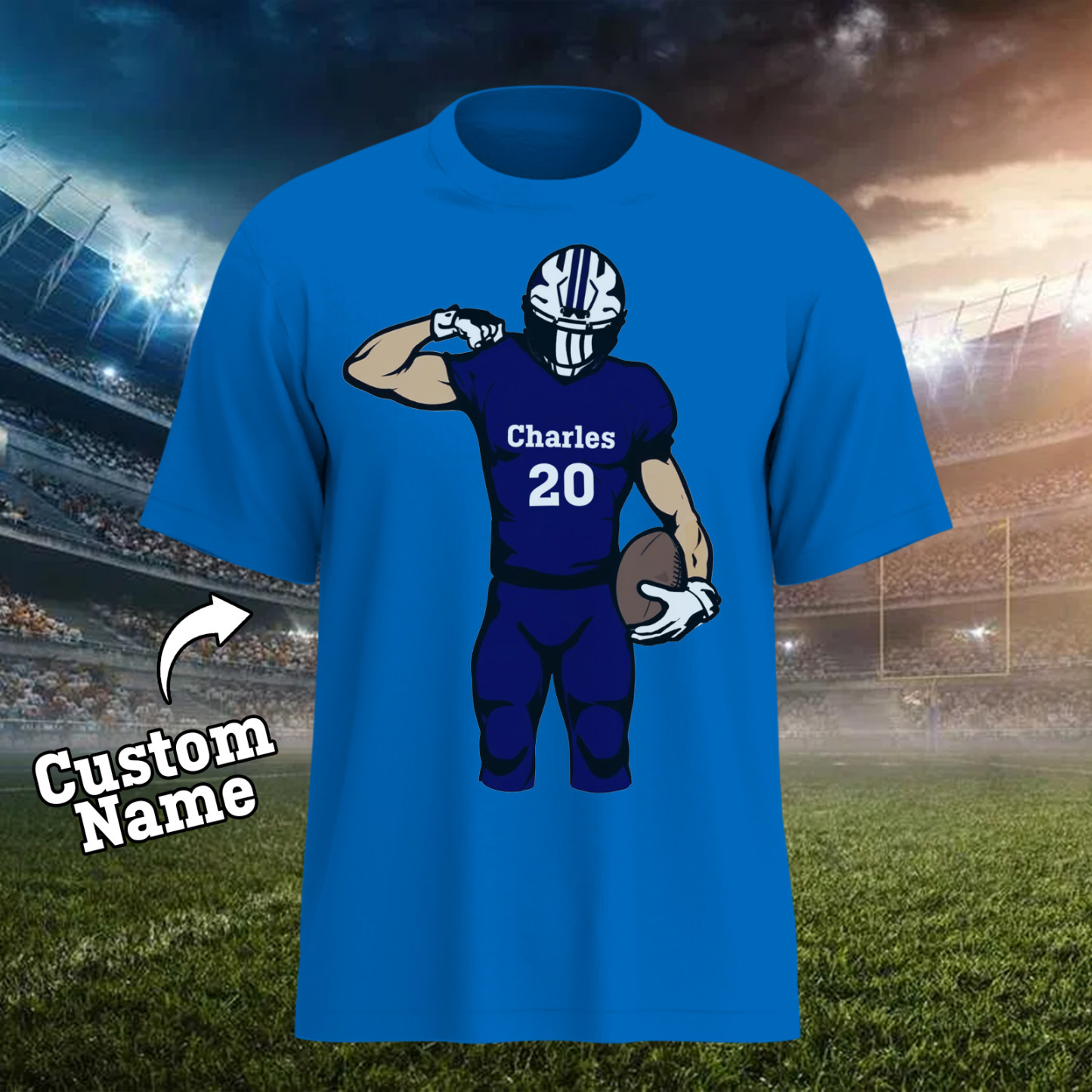 Shine On Game Day - Custom Glitter Football Player T-shirt - MyFaceTshirt