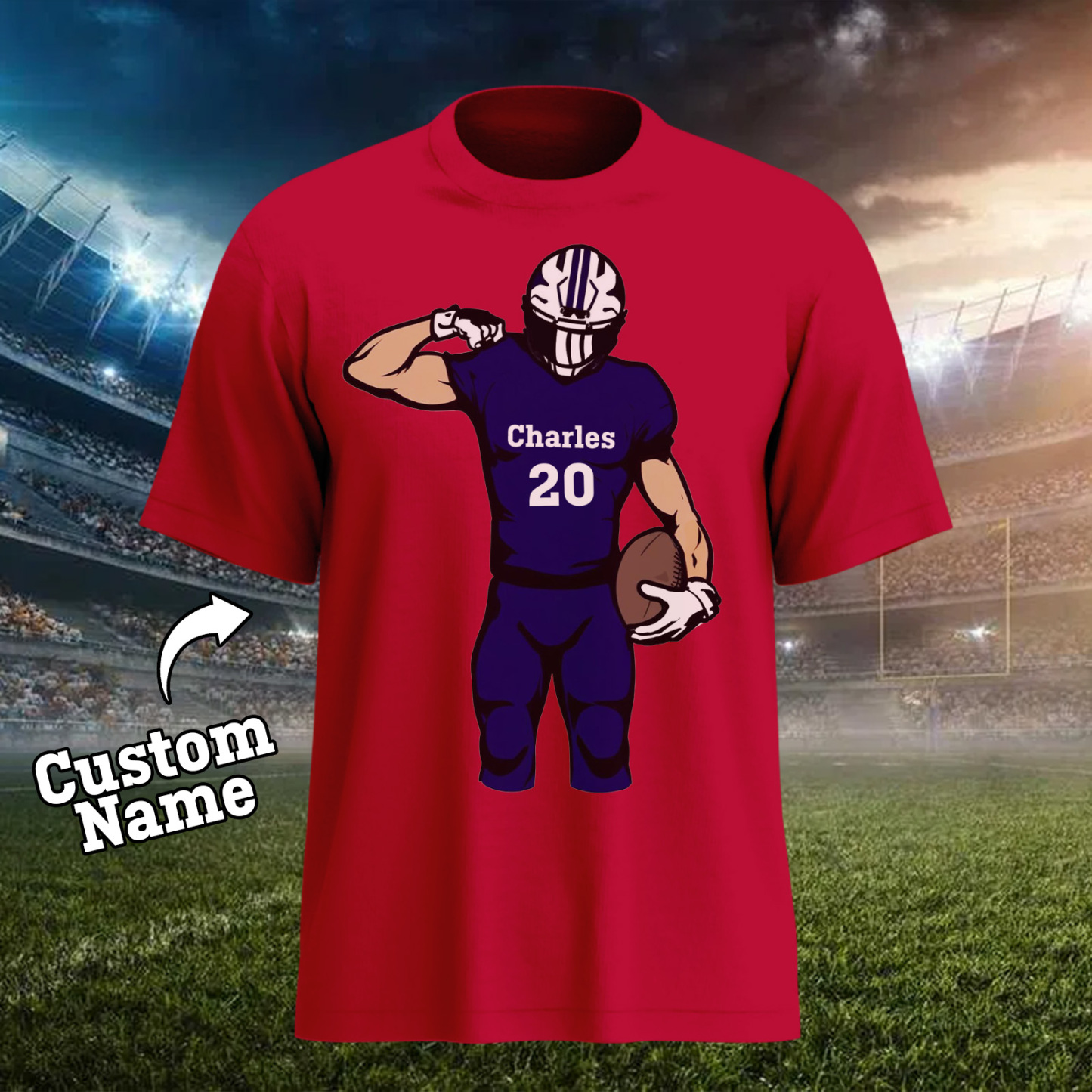Shine On Game Day - Custom Glitter Football Player T-shirt - MyFaceTshirt