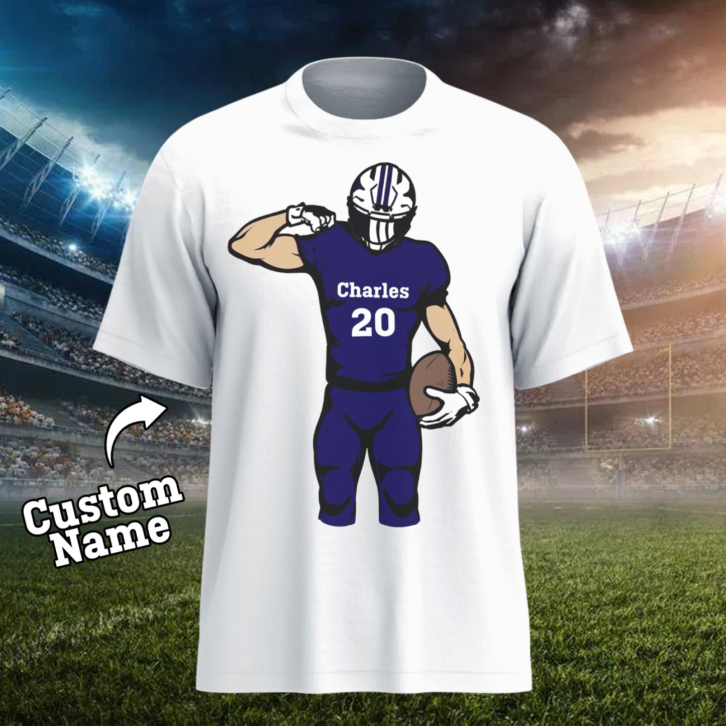 Shine On Game Day - Custom Glitter Football Player T-shirt - MyFaceTshirt