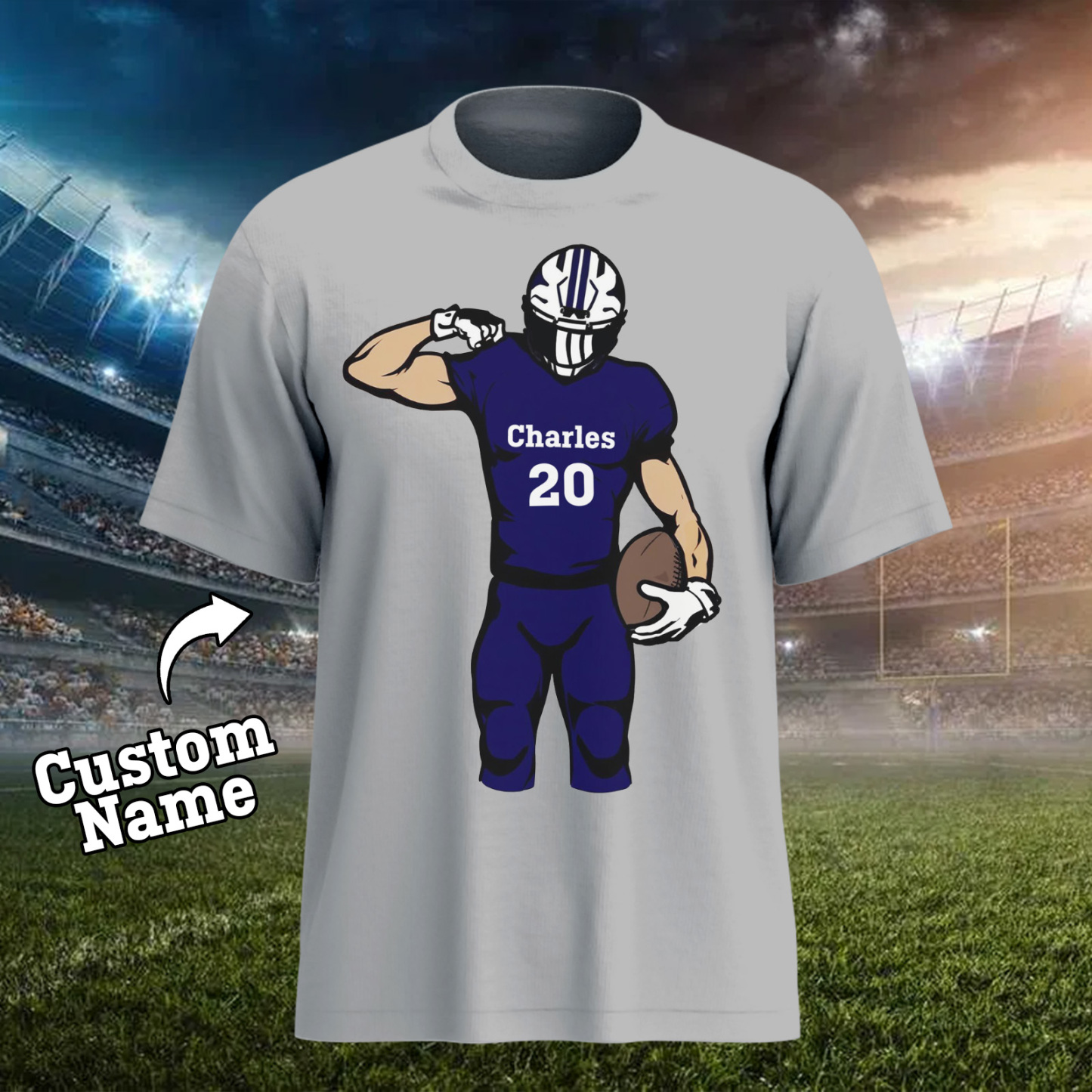 Shine On Game Day - Custom Glitter Football Player T-shirt - MyFaceTshirt
