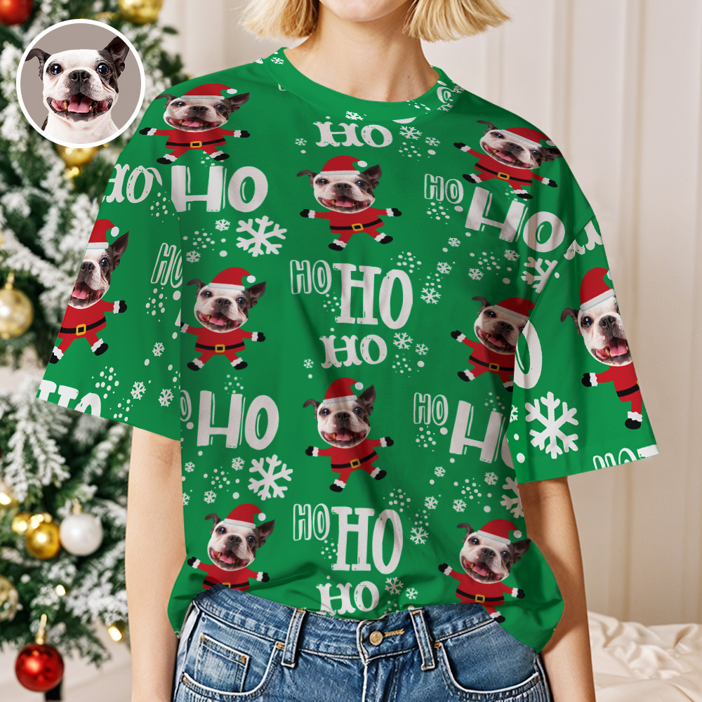 Custom Santa Face T-shirt/Christmas Family T-shirts/Human or Pet Face T-shirt, Faces On Shirt/Holiday Party shirts /Xmas Party T-shirt