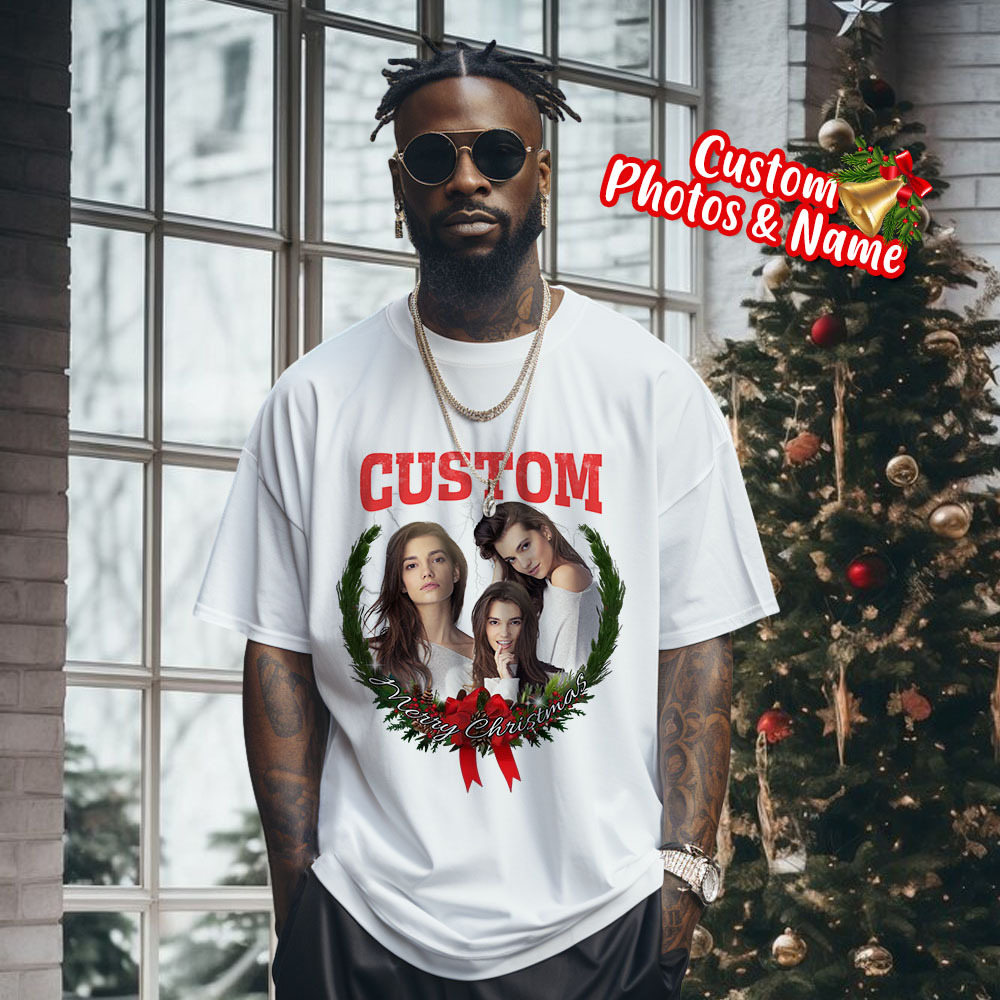 Comfort Colors Christmas Custom Bootleg Shirt, Photo Christmas Matching Shirt, Personalized Family Face Matching Shirt, Christmas Gift Idea