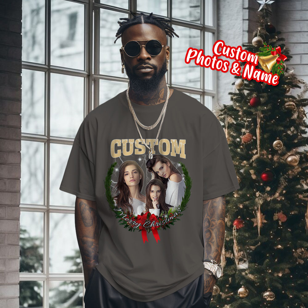 Comfort Colors Christmas Custom Bootleg Shirt, Photo Christmas Matching Shirt, Personalized Family Face Matching Shirt, Christmas Gift Idea