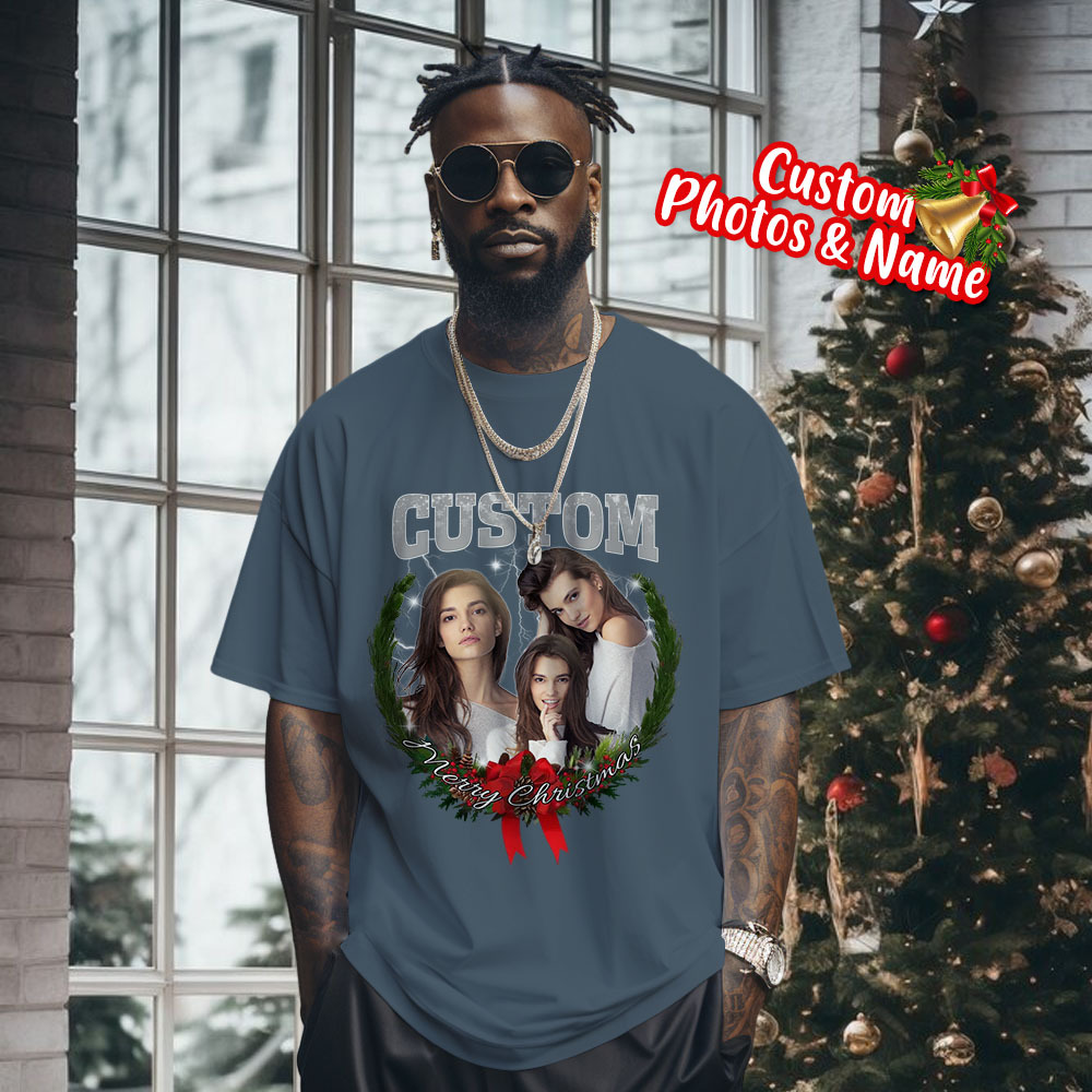 Comfort Colors Christmas Custom Bootleg Shirt, Photo Christmas Matching Shirt, Personalized Family Face Matching Shirt, Christmas Gift Idea