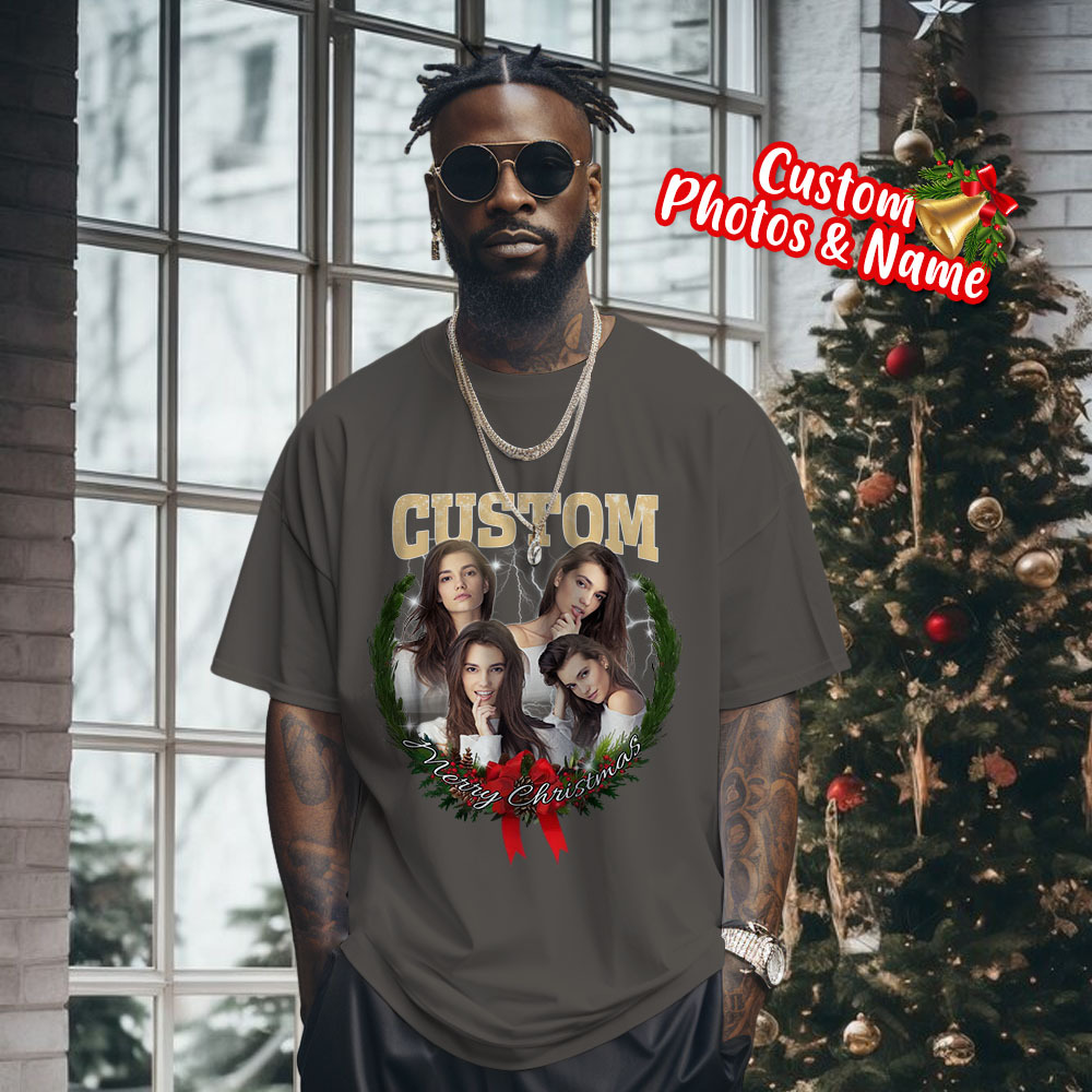 Comfort Colors Christmas Custom Bootleg Shirt, Photo Christmas Matching Shirt, Personalized Family Face Matching Shirt, Christmas Gift Idea