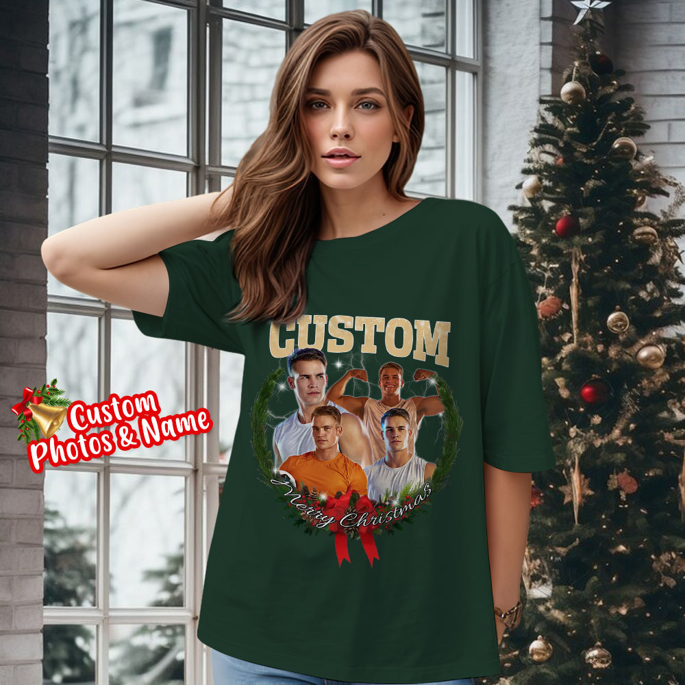 Comfort Colors Christmas Custom Bootleg Shirt, Photo Christmas Matching Shirt, Personalized Family Face Matching Shirt, Christmas Gift Idea