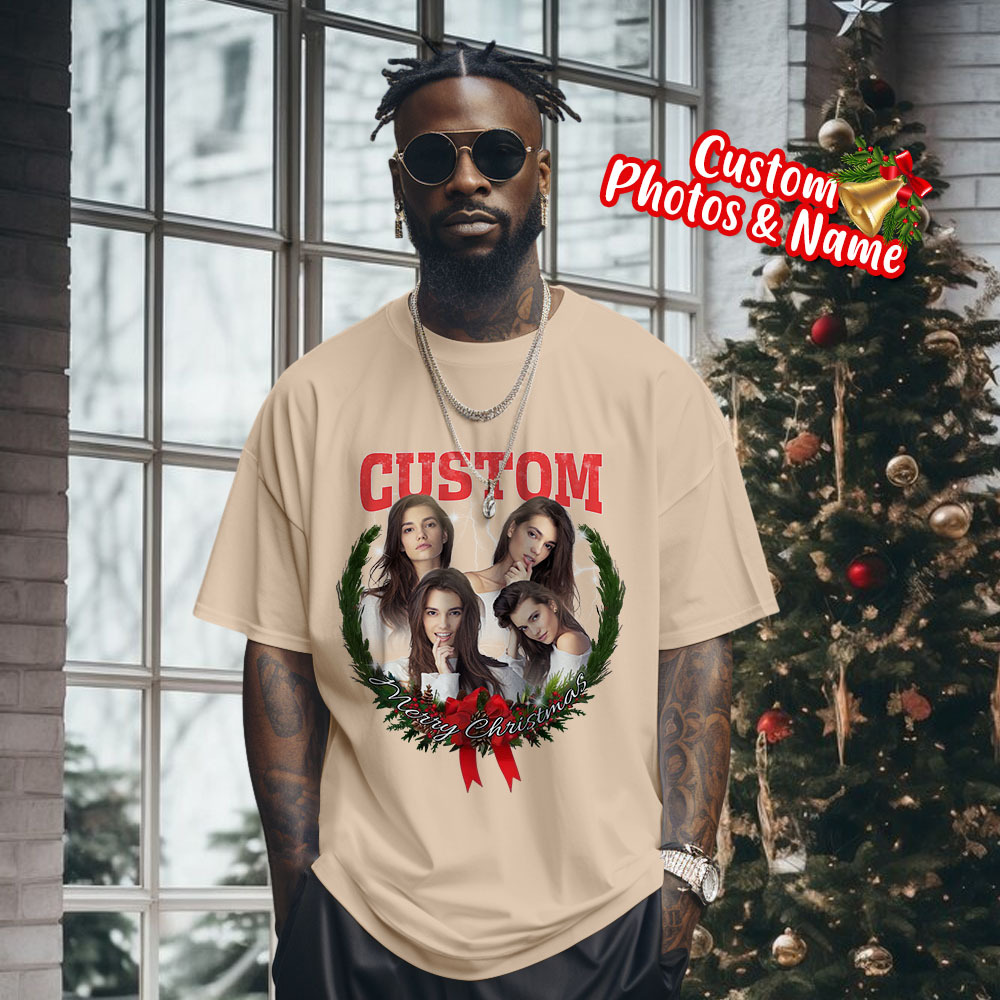 Comfort Colors Christmas Custom Bootleg Shirt, Photo Christmas Matching Shirt, Personalized Family Face Matching Shirt, Christmas Gift Idea
