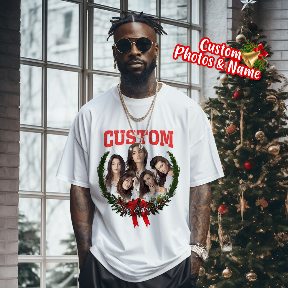 Comfort Colors Christmas Custom Bootleg Shirt, Photo Christmas Matching Shirt, Personalized Family Face Matching Shirt, Christmas Gift Idea
