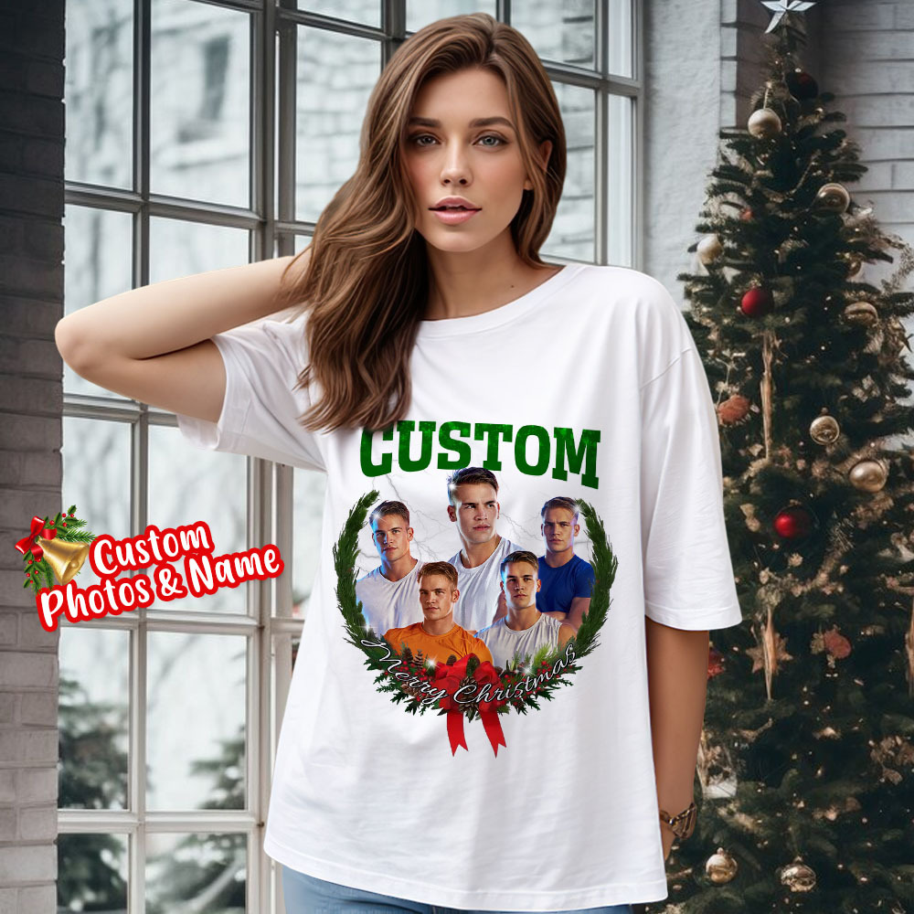 Comfort Colors Christmas Custom Bootleg Shirt, Photo Christmas Matching Shirt, Personalized Family Face Matching Shirt, Christmas Gift Idea