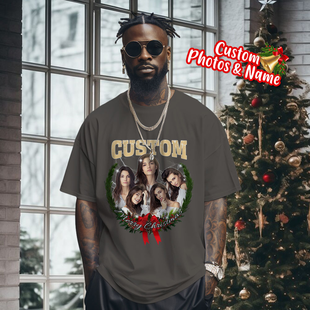 Comfort Colors Christmas Custom Bootleg Shirt, Photo Christmas Matching Shirt, Personalized Family Face Matching Shirt, Christmas Gift Idea