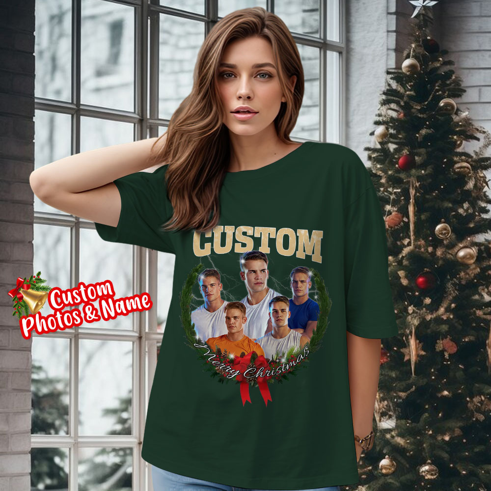 Comfort Colors Christmas Custom Bootleg Shirt, Photo Christmas Matching Shirt, Personalized Family Face Matching Shirt, Christmas Gift Idea