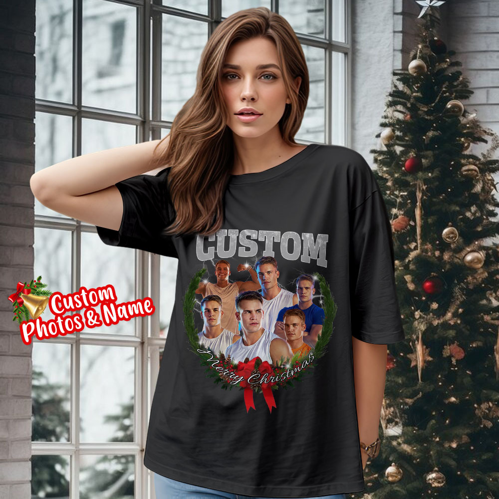 Comfort Colors Christmas Custom Bootleg Shirt, Photo Christmas Matching Shirt, Personalized Family Face Matching Shirt, Christmas Gift Idea