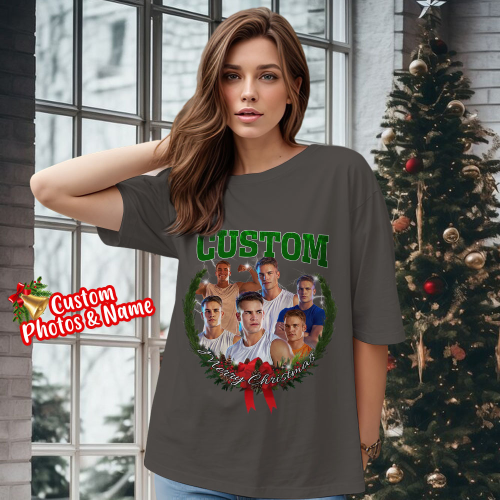 Comfort Colors Christmas Custom Bootleg Shirt, Photo Christmas Matching Shirt, Personalized Family Face Matching Shirt, Christmas Gift Idea